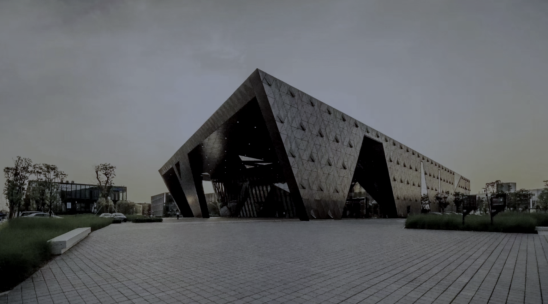 关键词：智慧园区，，，，科技建筑，，深圳市数矿科技;描述：深圳市数矿科技智慧园区相关的现代化科技建筑外观，，，展现智慧园区的建筑风貌